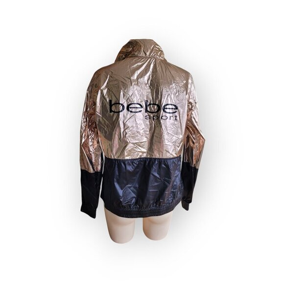 Bebe Hooded Rose Gold Windbreaker Jacket Large - Picture 4 of 10